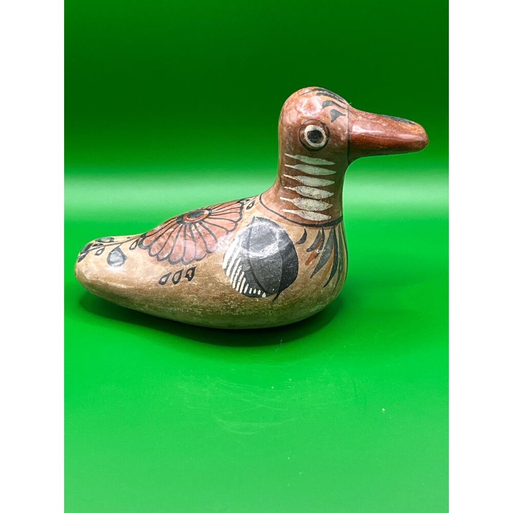 Artisan Hand Painted Mexican Pottery Duck